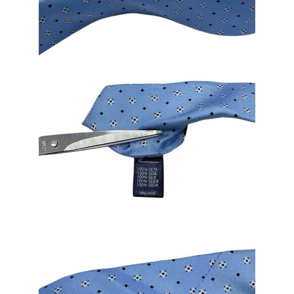 NEW CAMICISSIMA Men's 100% Silk Necktie LUXURY Tie XL Blue Geometric W:3" - Picture 4 of 7